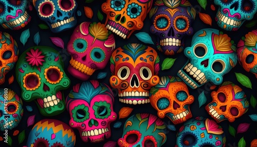 Day of the Dead skulls pattern