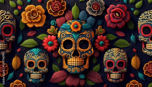 Day of the Dead skulls pattern