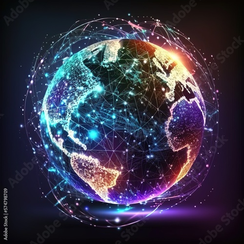 global network connection on customers, analysis, machine learning, innovative, technology and futuristic business, generative ai 