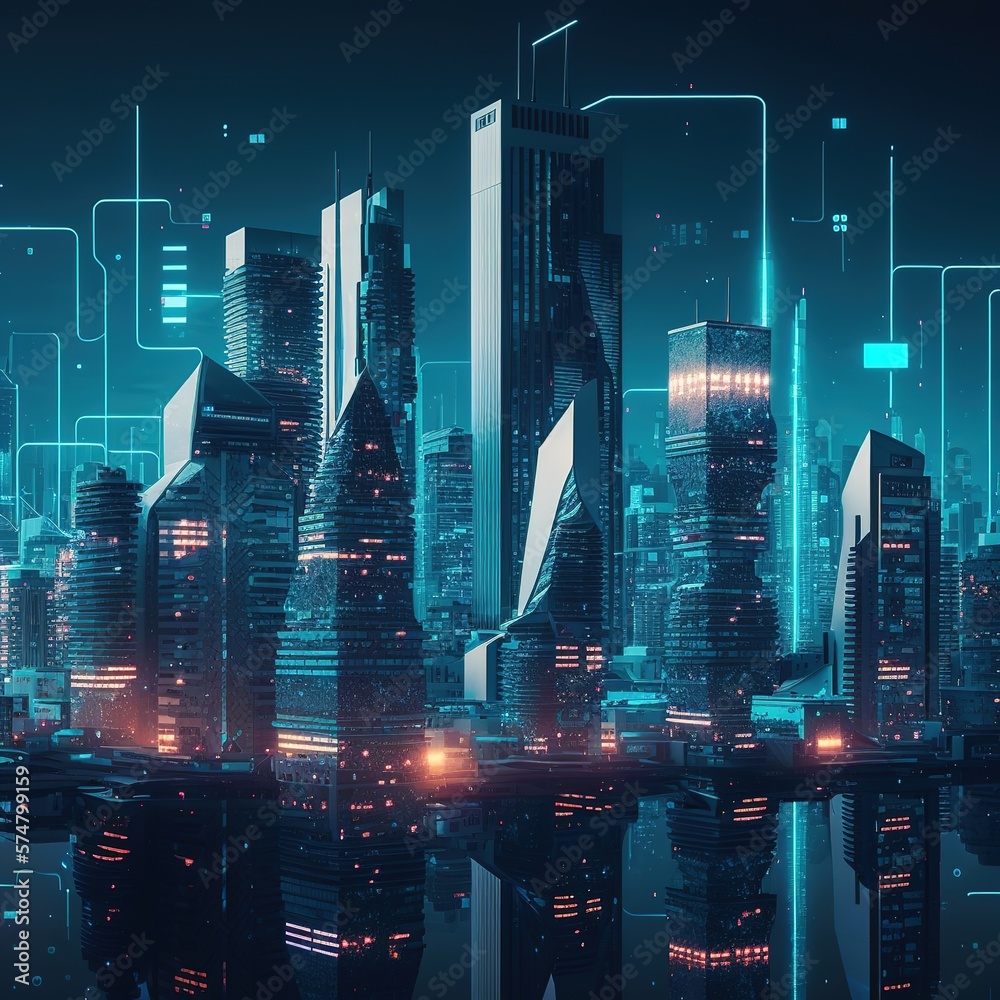 Digital city concept. Artificial Intelligence technology in smart city, generative ai Digital city concept. Artificial Intelligence technology in smart city, generative ai