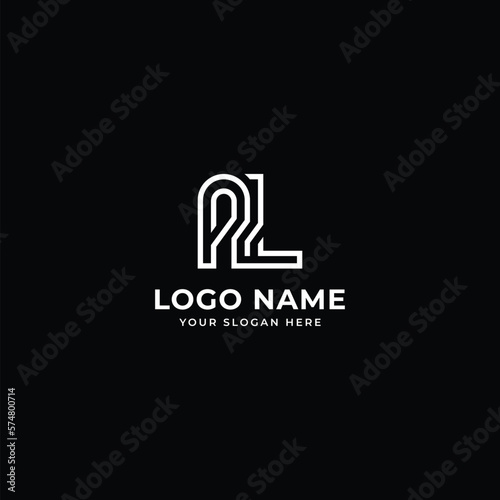 initial letter AL logo design template modern minimalistic stock vector