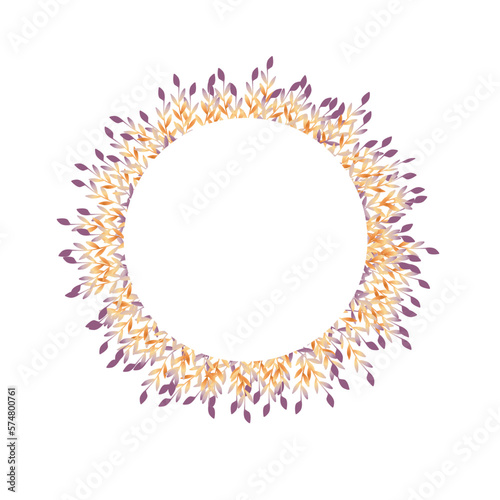 Floral vector wreath. Circle frame design element for invitations, greeting cards, posters, blogs. Delicate branches and leaves. Gray circle with olive branches. Eco border olive tree leaves.