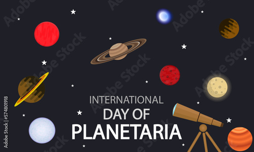 Planetaria day planets in space, vector art illustration.