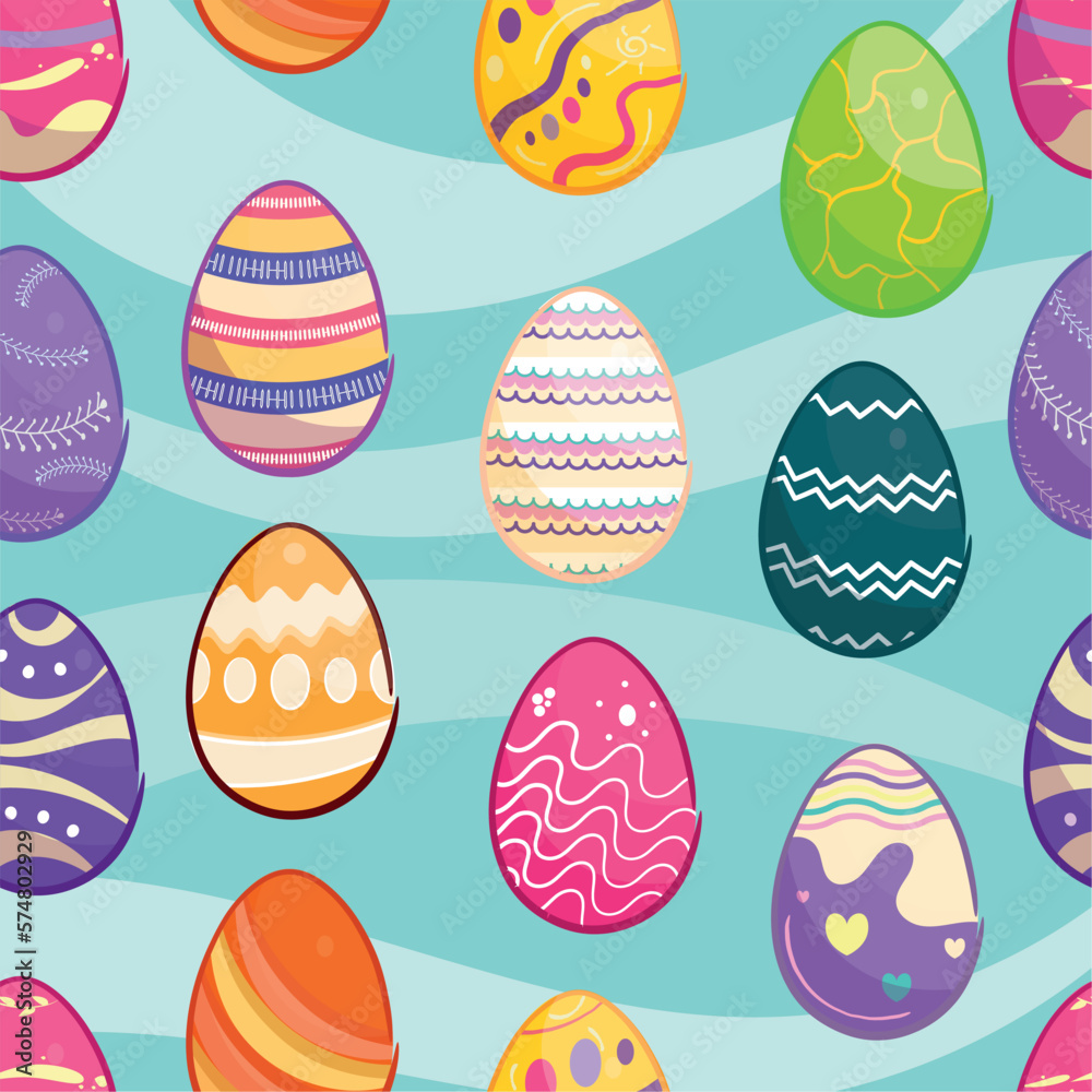 Seamless pattern background with easter eggs icons Vector
