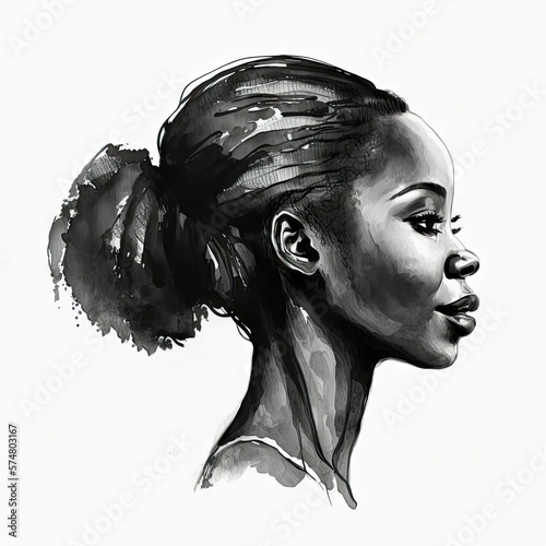 african woman digital drawing with watercolor style illustration. generative ai