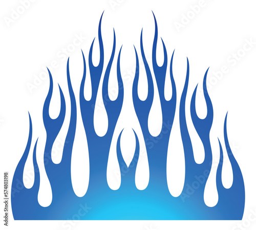Tribal car hood flame electric race car body vinyl sticker vector eps file. Blue bonnet flames sport car decal. Decoration for cars, auto, truck, boat, suv and motorcycle tank.