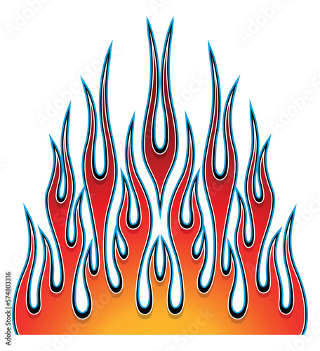 Sports car hood flame decal vinyl sticker graphic. Racing car tribal fire flames vector eps file. Vehicle decoration for car top, hood, bonnet.