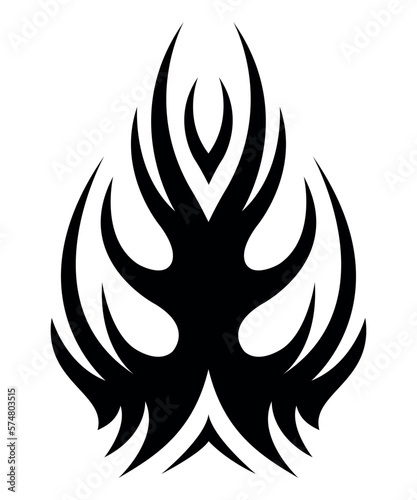 Abstract flame sports car hood airbrush stencil and tattoo art. Racing car bonnet fire flames silhouette vinyl sticker vector art graphic.