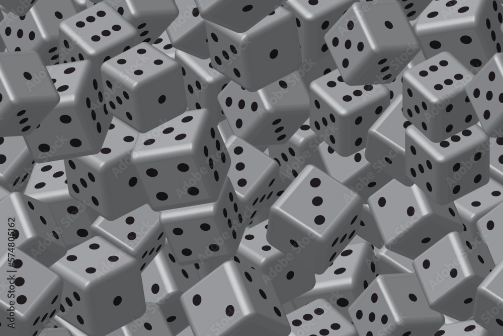 Gray Dice Seamless Pattern, 3D Vector Illustration Gray Dice Seamless Pattern, 3D Vector Illustration