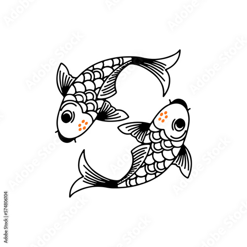 vector illustration of two koi fish