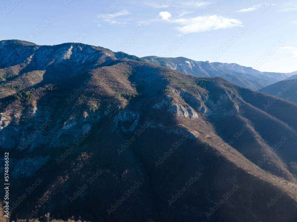 Aerial view of Rhodope mountain near Village of Yugovo, Bulgaria