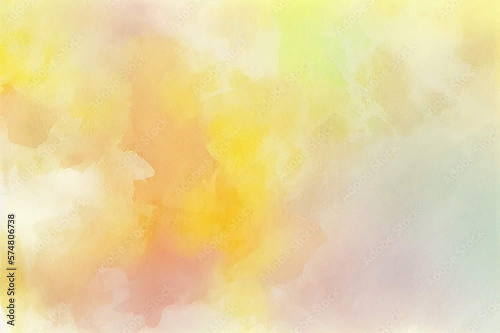 Yellow Watercolor Background, Brush Strokes, Texture Illustration, Generative AI