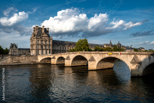 Bridge Pont Royal Over River Seine And Historic Buildings In Paris, France