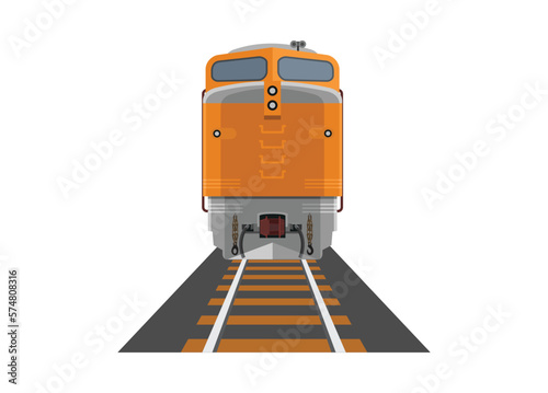 Diesel locomotive. Front view. Simple flat illustration.