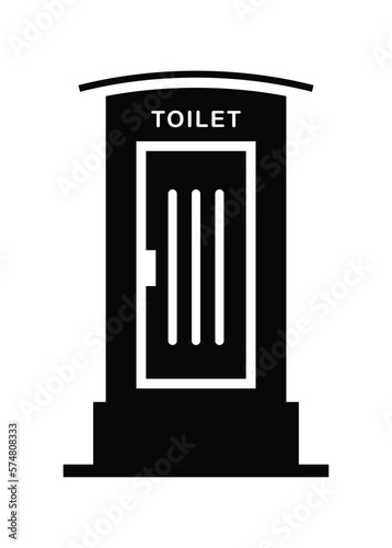 Portable toilet. Simple illustration in black and white.
