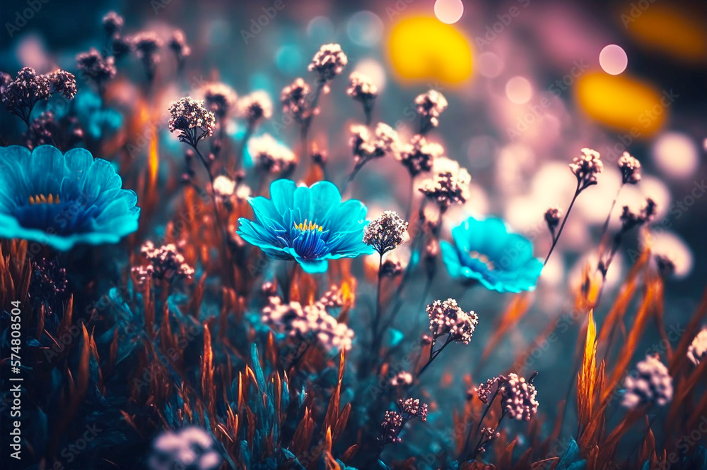 Beautiful flowers in the night - Generative AI Beautiful flowers in the night - Generative AI