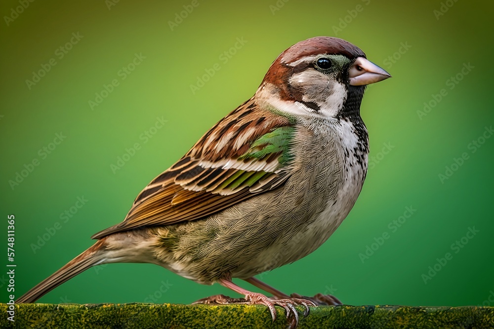 Naklejka premium house sparrow on a branch