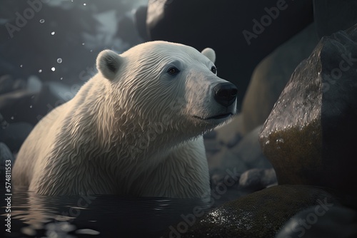 Polar Bear in the Antarctica, generative AI