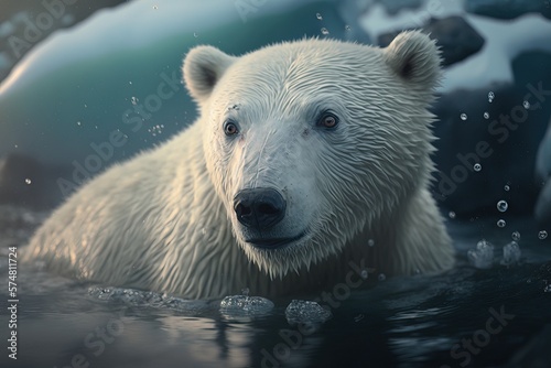 Polar Bear in the Antarctica, generative AI