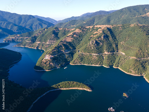 Aerial summer view of Vacha Reservoir, Bulgaria photo