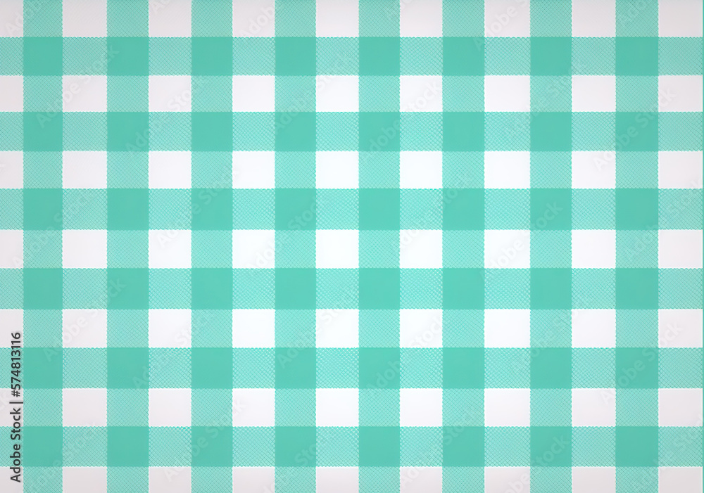 Green and white gingham or vichy check fabric. Generative AI illustration Green and white gingham or vichy check fabric. Generative AI illustration