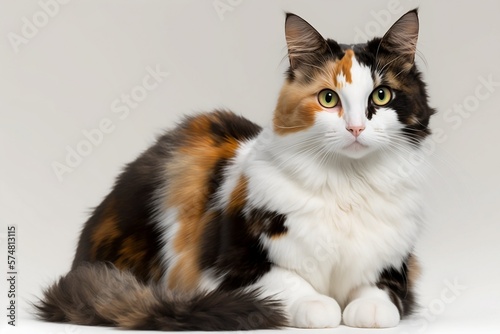 calico cat on a white background photo