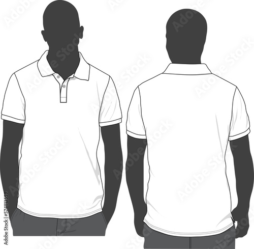 Pique Polo Shirt fashion Model sketch model template mock-up technical illustration