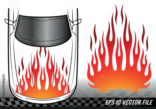 
Tribal car hood flame race car body vinyl sticker vector eps file. Bonnet flames sport car decal. Decoration for cars, auto, truck, boat, suv and motorcycle tank.