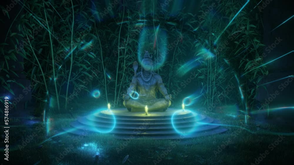 Throat Chakra healing Energy field meditation Spiritual aura Reiki Energy glow in the forest 3d vj loop background 4k pattern