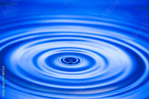 Water droplet falling on water creating a ripple effect