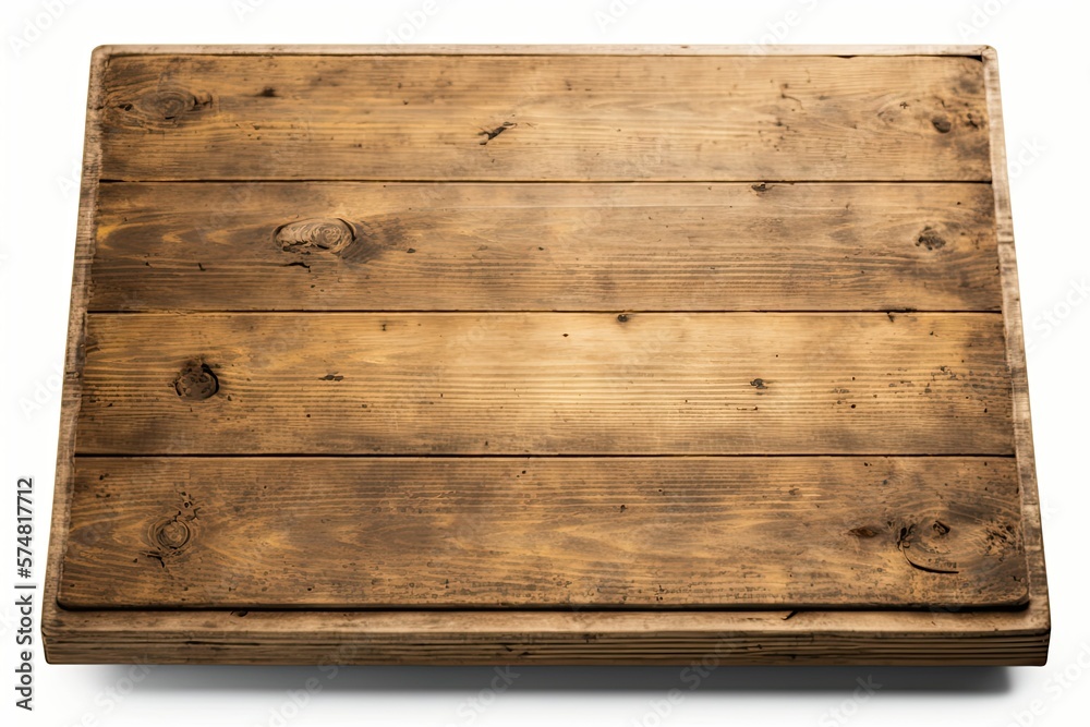 Old pine wood table with no products on it, isolated on a white background. Generative AI Old pine wood table with no products on it, isolated on a white background. Generative AI