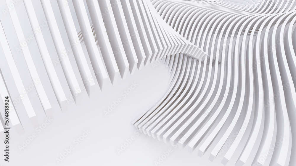 Abstract Curved Shapes. White Circular Background.