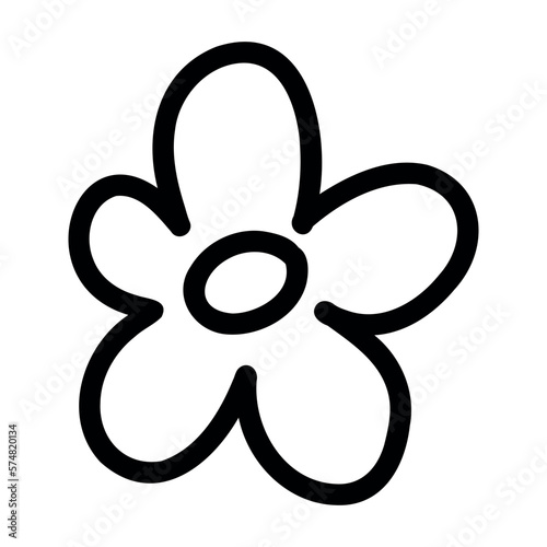Flower cartoon illustration doodle style. Hand drawn line sketch floral vector icon