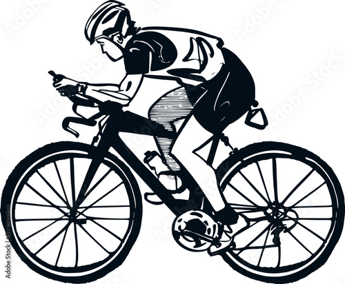 vector illustration female person riding a bike