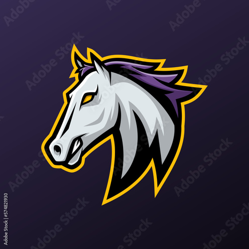 Angry Horse Mascot Logo - Animals Mascot E-sport Logo, Vector Illustration Design Concept.