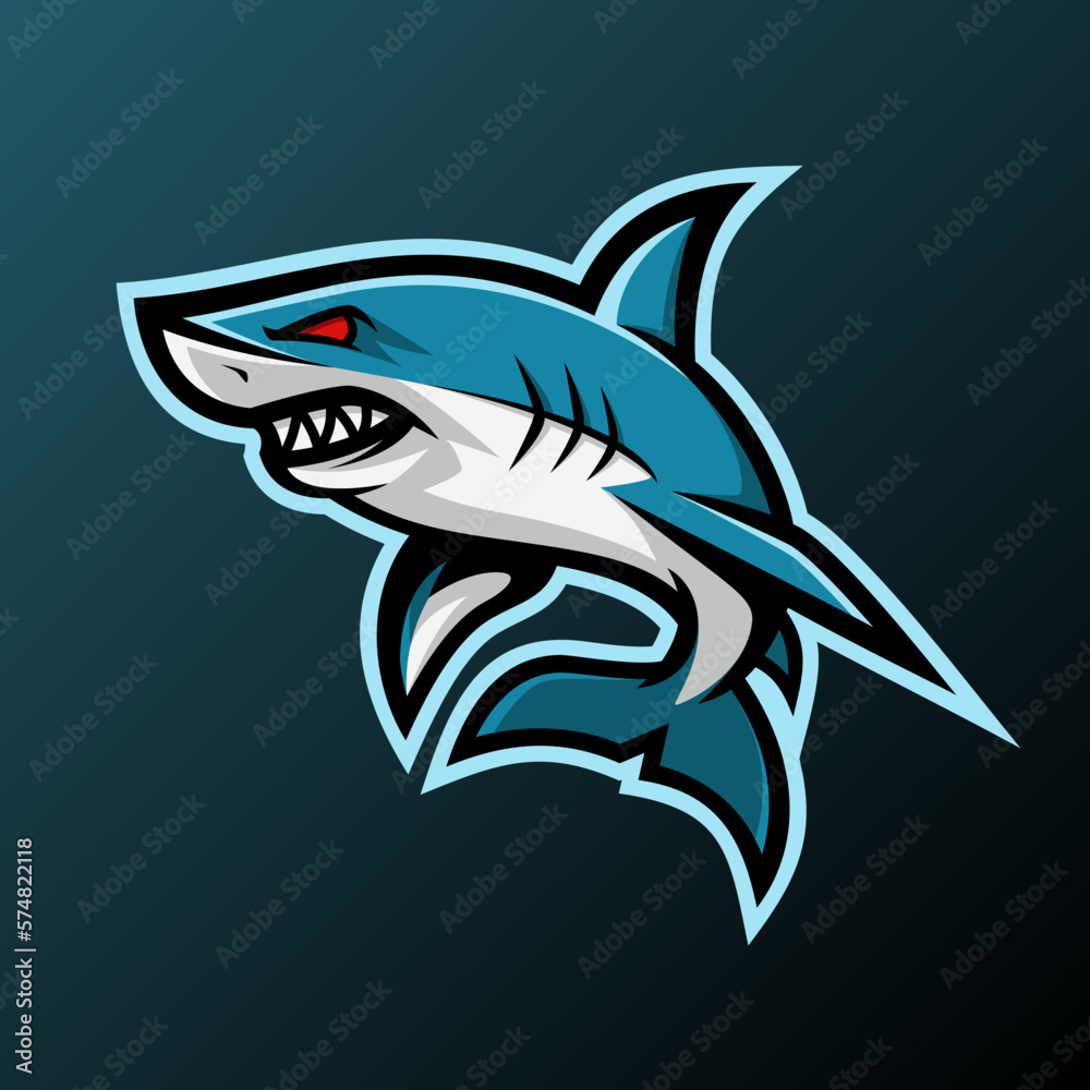 Angry Shark Mascot Logo - Animals Mascot E-sport logo, Vector Illustration Design Concept. Angry Shark Mascot Logo - Animals Mascot E-sport logo, Vector Illustration Design Concept.