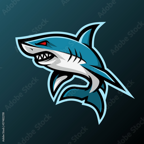 Angry Shark Mascot Logo - Animals Mascot E-sport logo, Vector Illustration Design Concept.