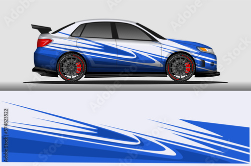Car livery wrap decal, rally race style vector illustration abstract background © Sariyah