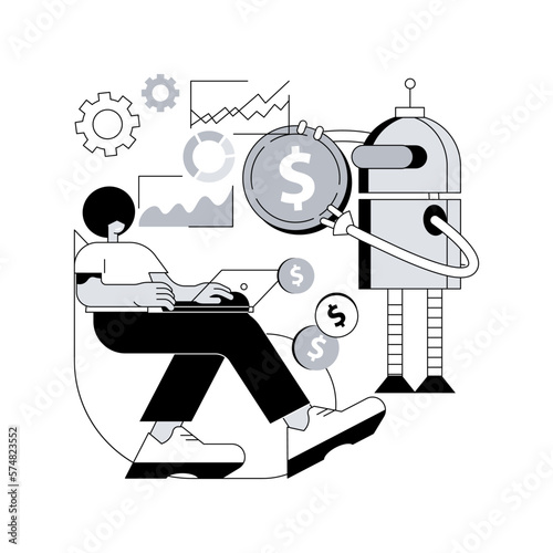 Self-parking car system abstract concept vector illustration. Automated parking car system, self-parking vehicle, smart driverless technology, autonomous driving valet abstract metaphor.