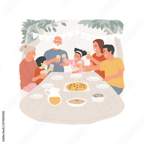 Family reunion isolated cartoon vector illustration. Family members celebrating together, people gathering for festive day, public holiday celebration, leisure time at the table vector cartoon.