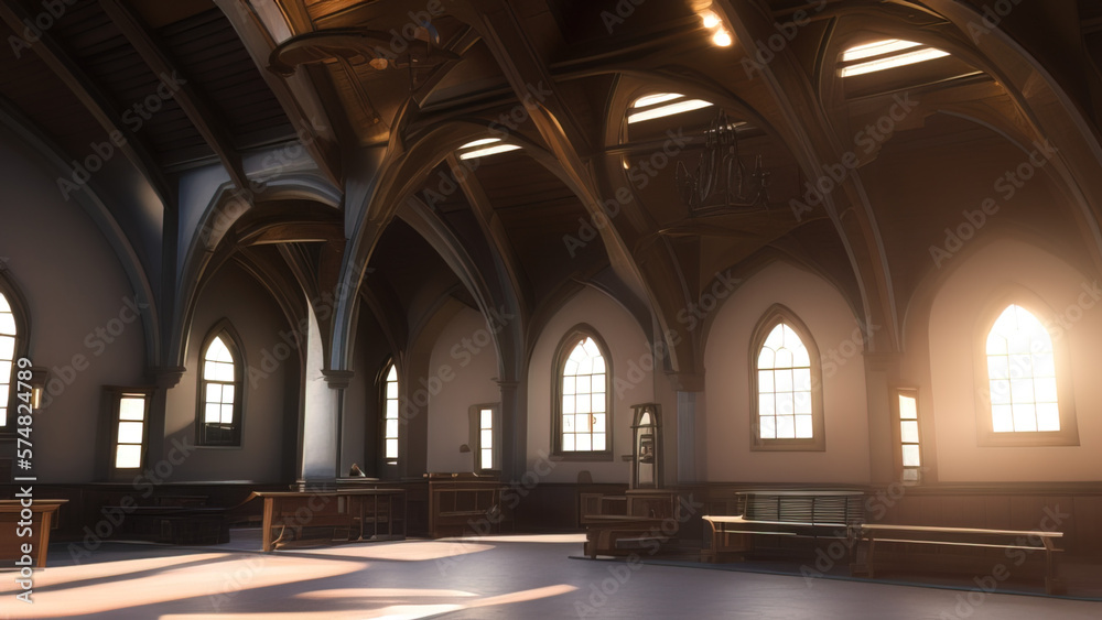 Obraz premium The Serenity of a Church: A Place of Reflection and Spiritual Renewal, Generative AI