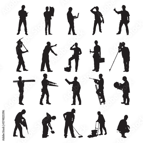 Set contractor silhouette vector illustration.