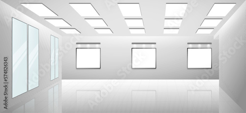 interior empty gallery room design isolated - 3d illustration