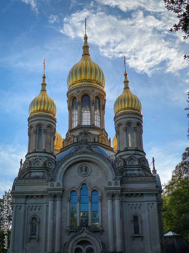 Russian Orthodox Church in Wiesbaden with its golden domes.