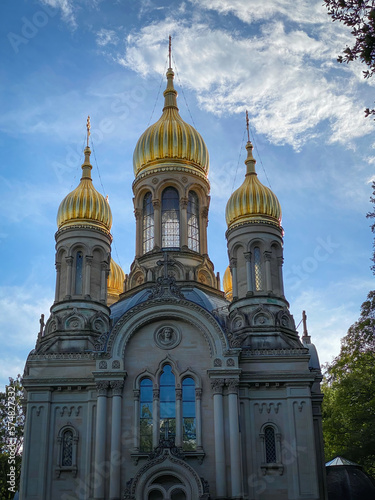 Russian Orthodox Church in Wiesbaden with its golden domes.