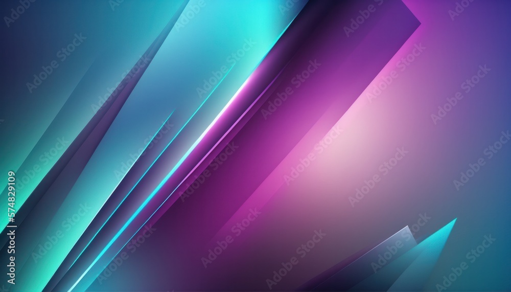 Cyan and Purple Gradient with Soft Light Beam diagonal lines - Futuristic Technology perfect for Desktop Banner and wallpaper - Generative AI