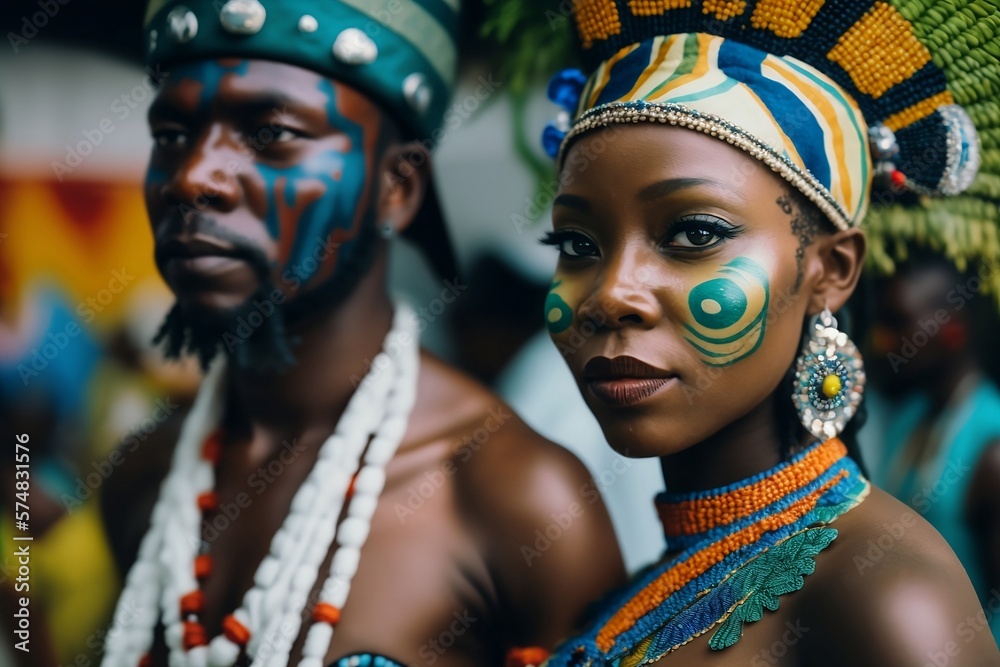 Generative AI. a man and a woman wearing a costume Generative AI. a man and a woman wearing a costume