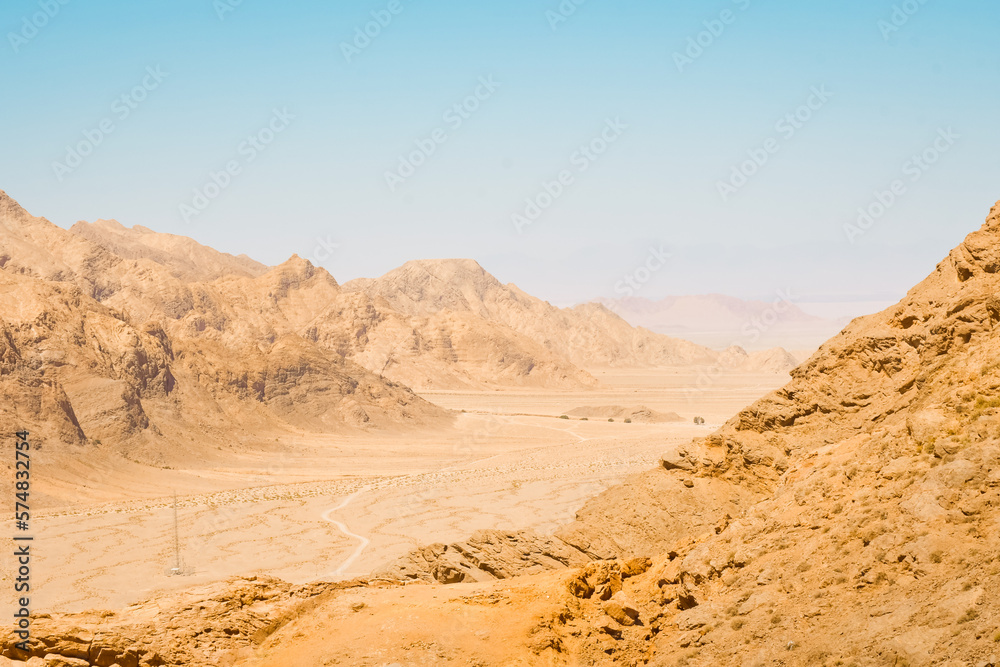 Chak chak, Iran - 4th june, 2022: Scenic panorama of mountains from Chak chak village in Iran, middle east.