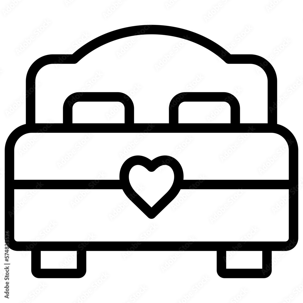bed ilustration with outline