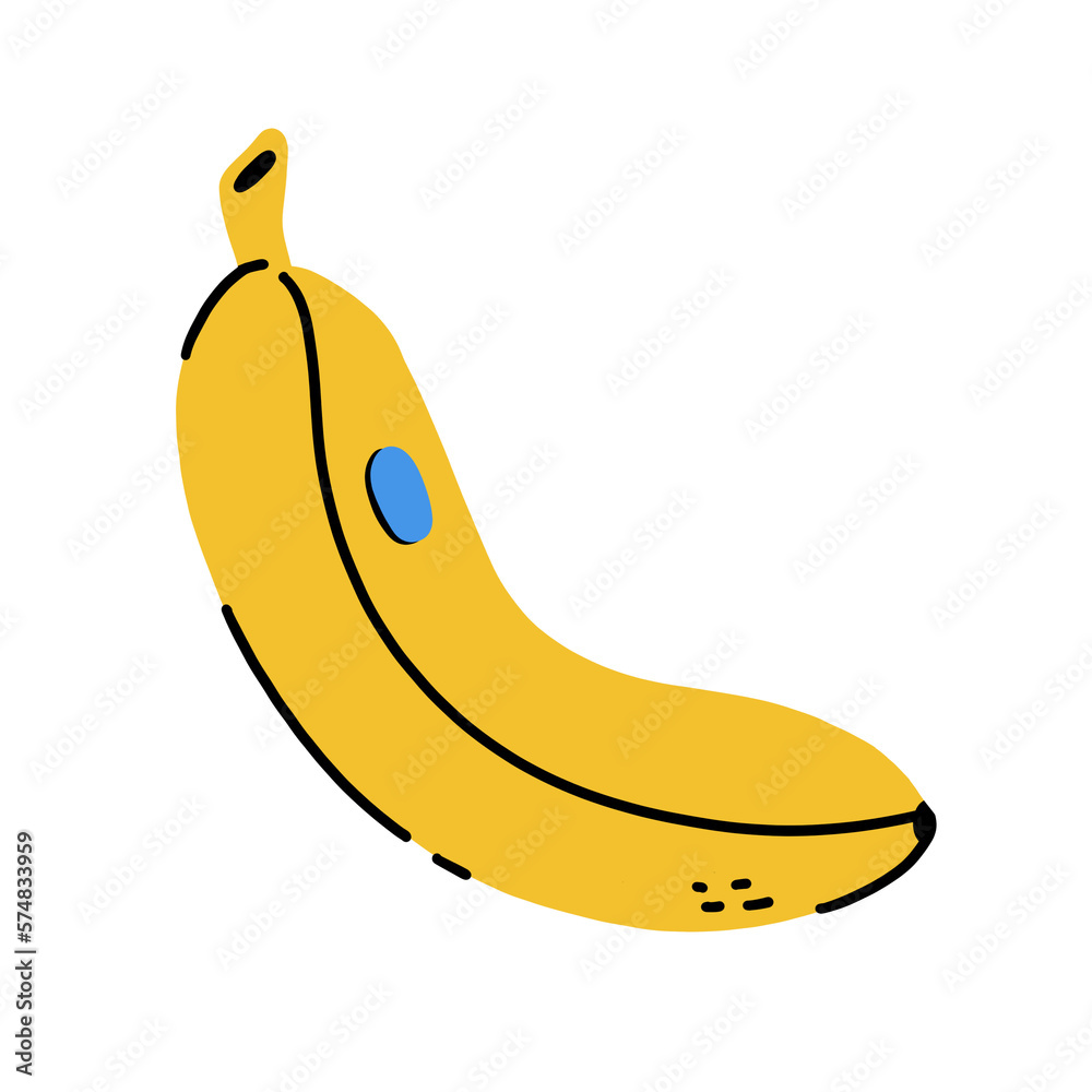 Banana illustration, hand drawn illustration, food illustrations, cartoon, breakfast, colorful flat illustration, Minimalist, 